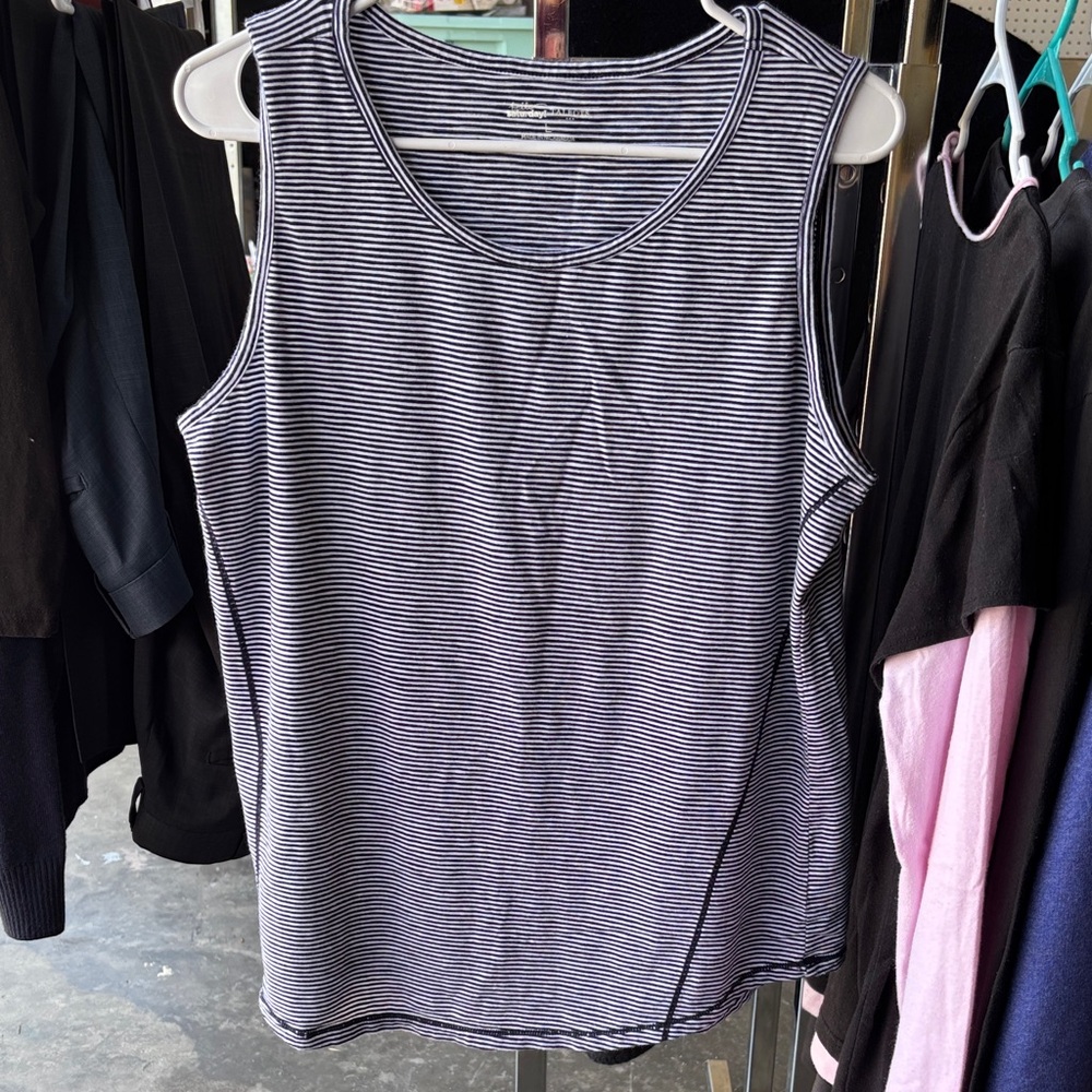 Talbots Black and White Striped Sleeveless Tank